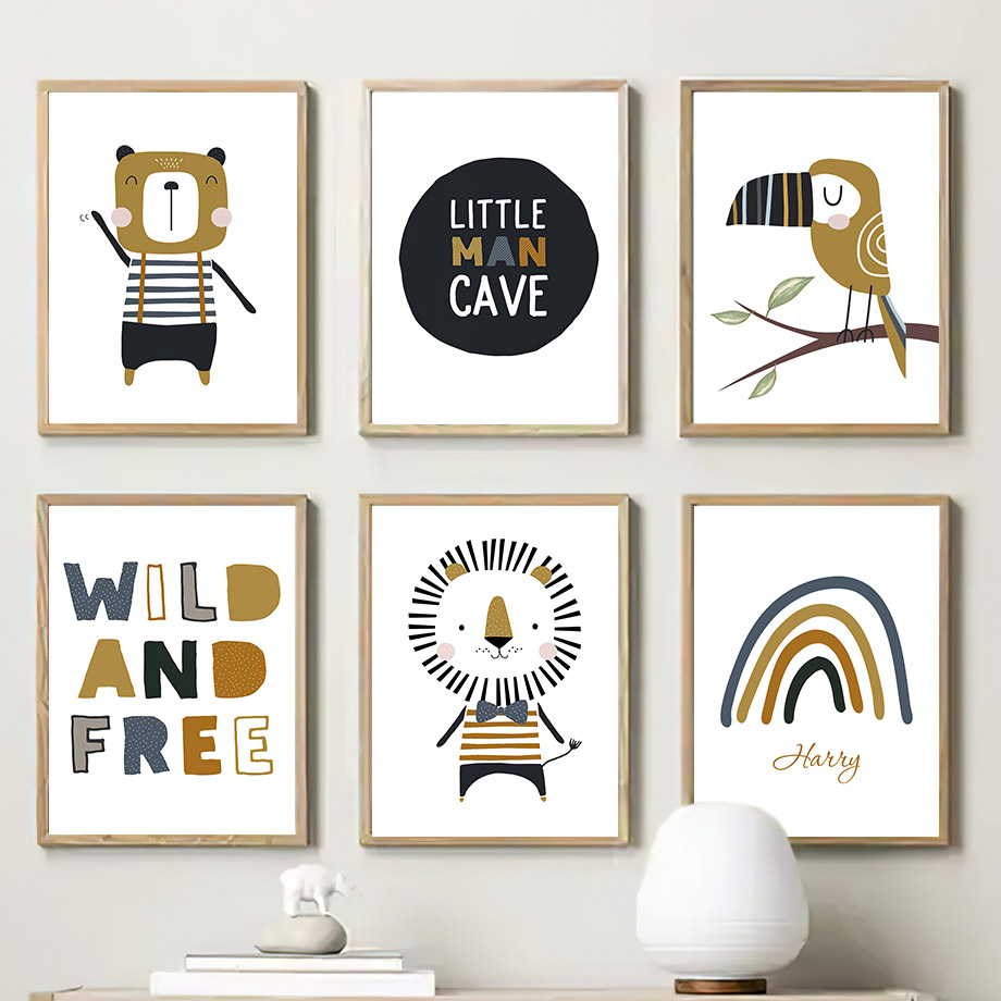 Baby Nursery Kids - Cute Lion Bear Toucan Nursery Posters