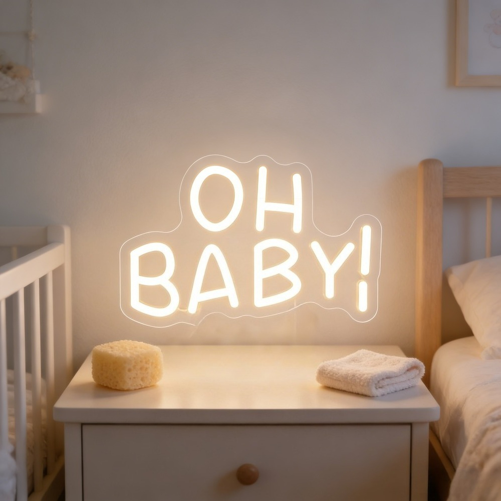 Baby Nursery Wall Lights - OH BABY Warm White LED Neon