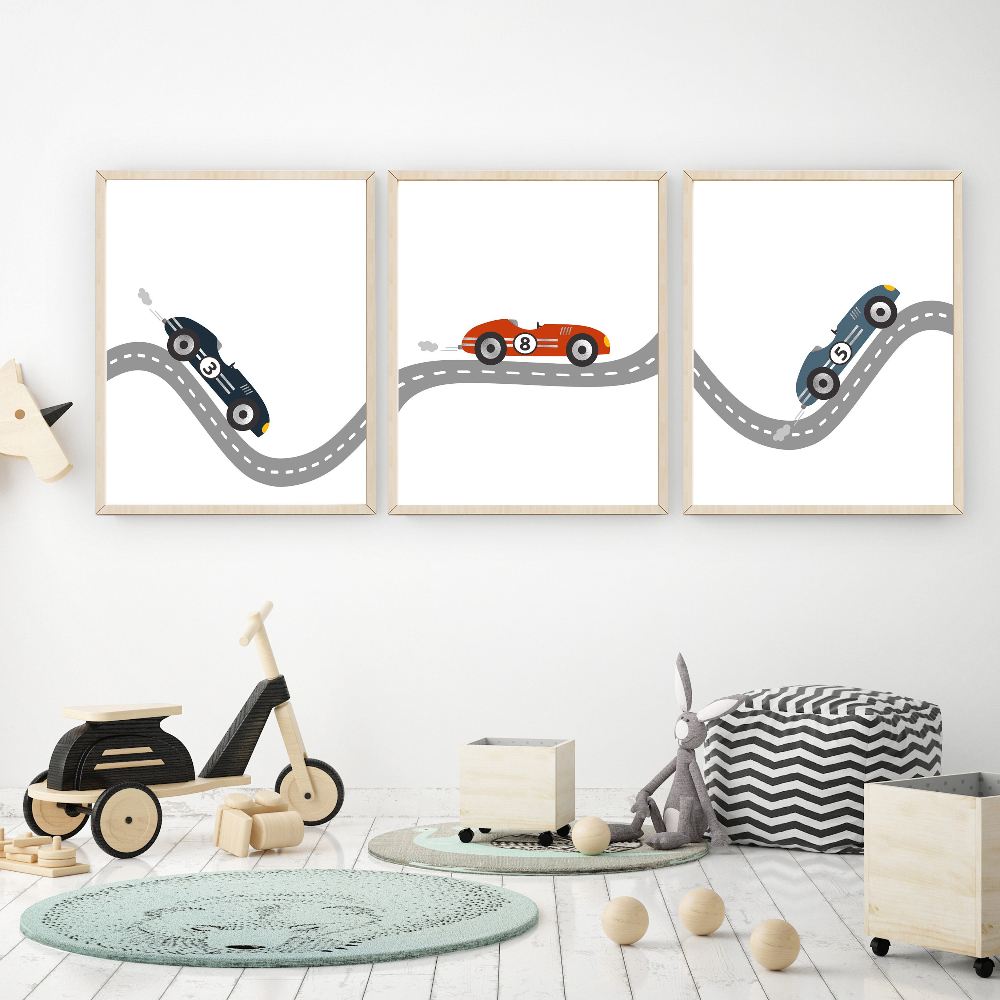 Baby Nursery Frames - Race Car Wall Art Canvas Print