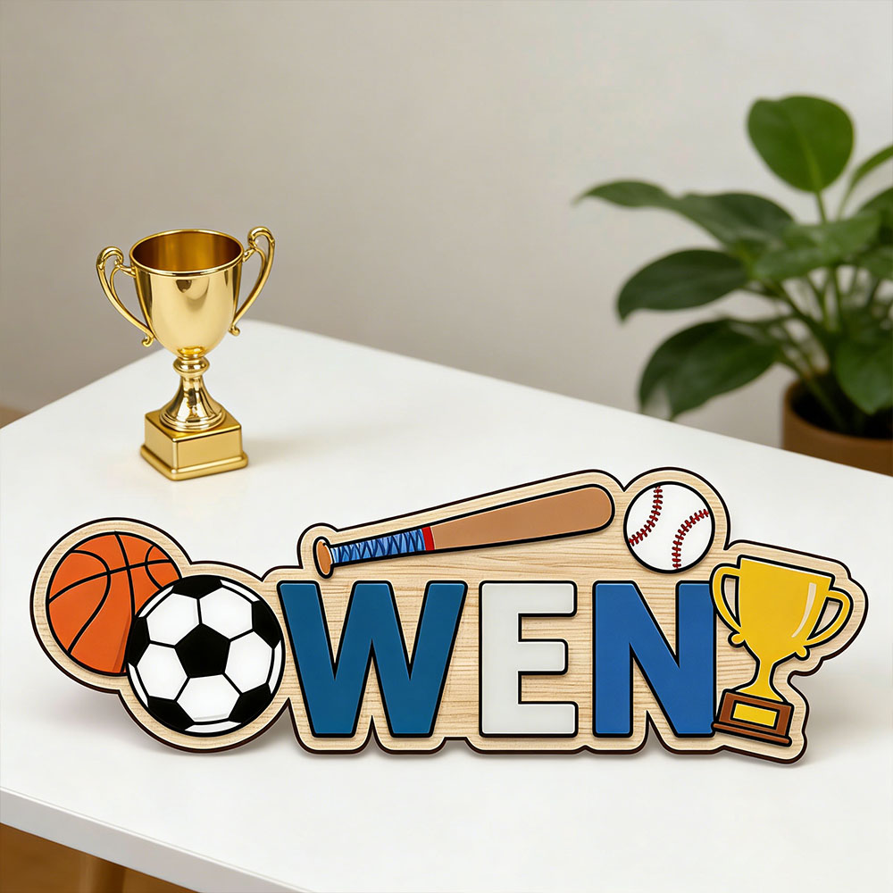 Baby Nursery Name Sign - Custom Basketball Soccer Baseball Sports Name