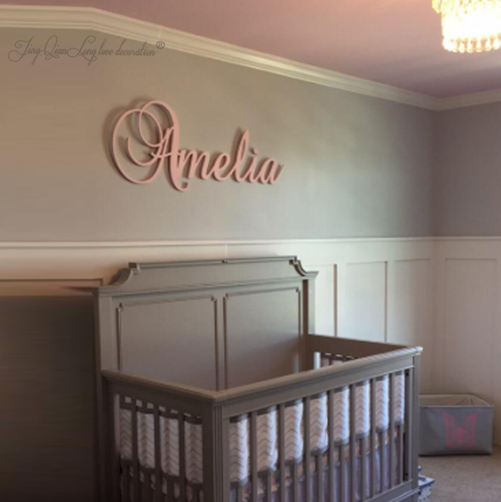 Baby Nursery Name Sign - Custom Personalized Wooden Name Sign KATIE