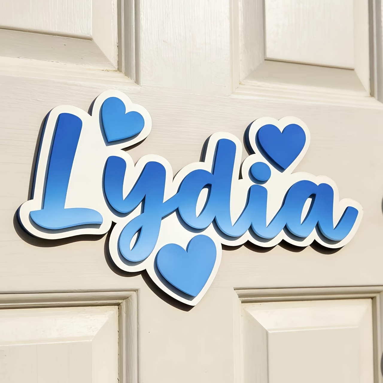 Baby Nursery Name Sign - Personalized Gradient Heart Name Sign, Customizable
