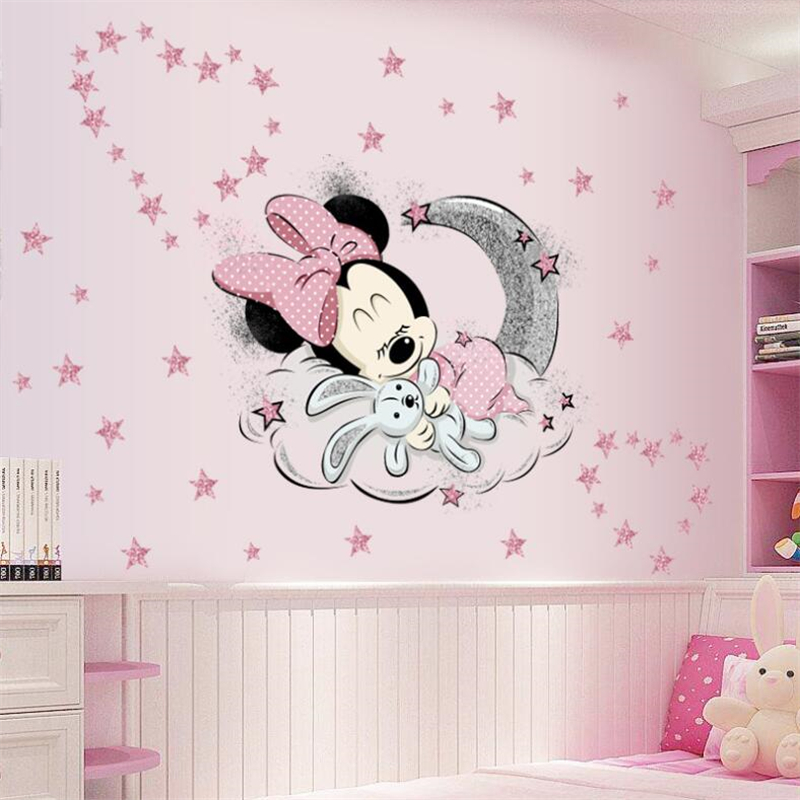 Baby Nursery Wall Mural - Cartoon Mickey Minnie Mouse Baby Home