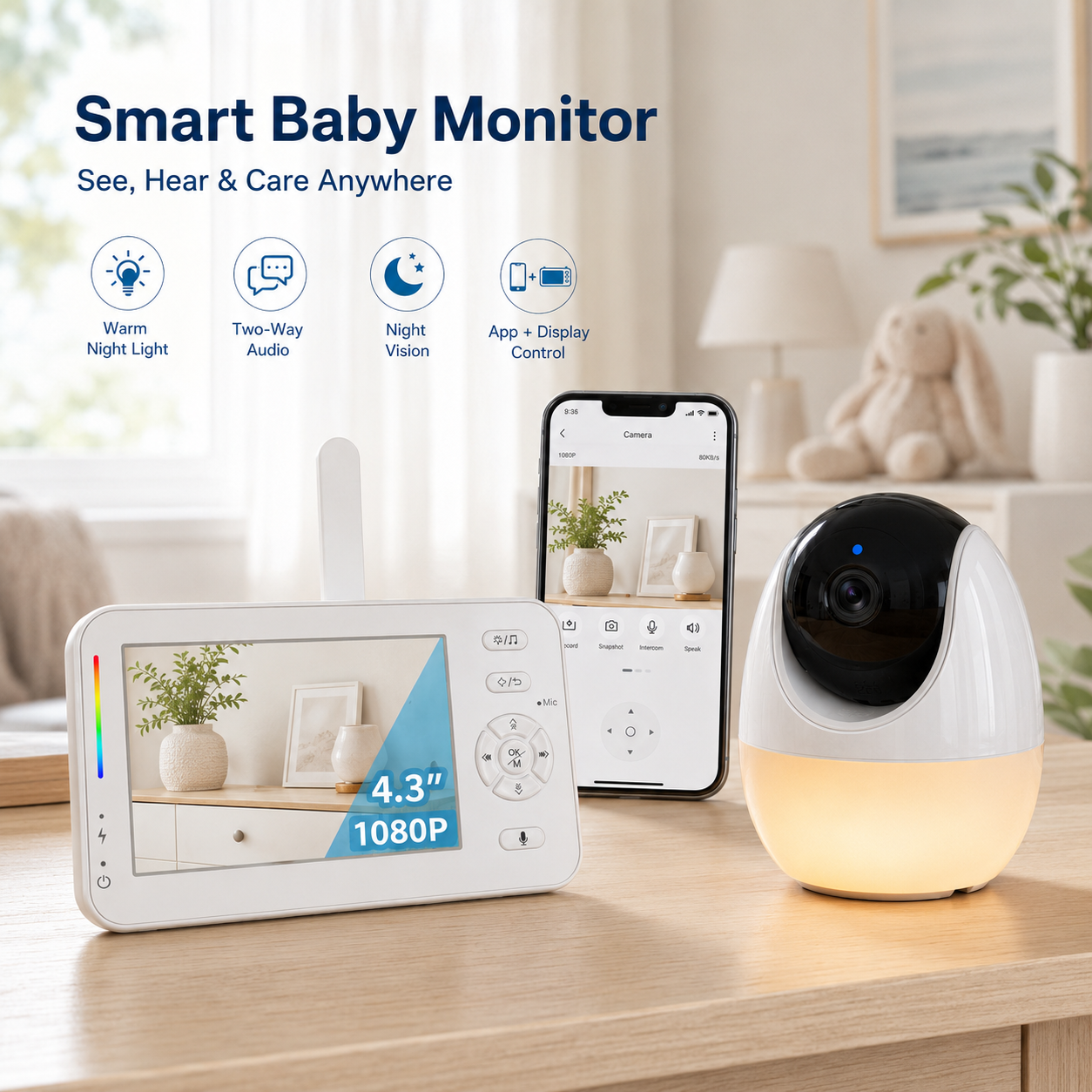 Baby Nursery Water - Smart Baby Monitor Camera 4.3