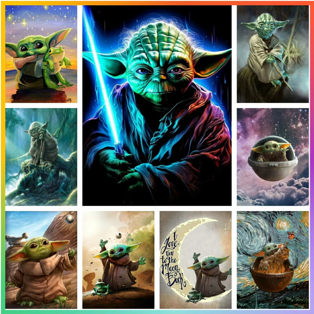 Baby Yoda Nursery - Star Wars Baby Yoda Oil Painting