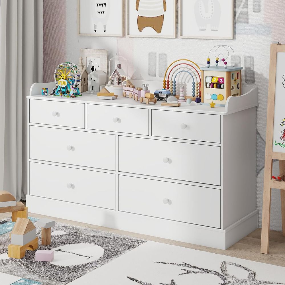Baby Nursery Furniture Sets - 7-Drawer Kids Dresser with Changing Table,