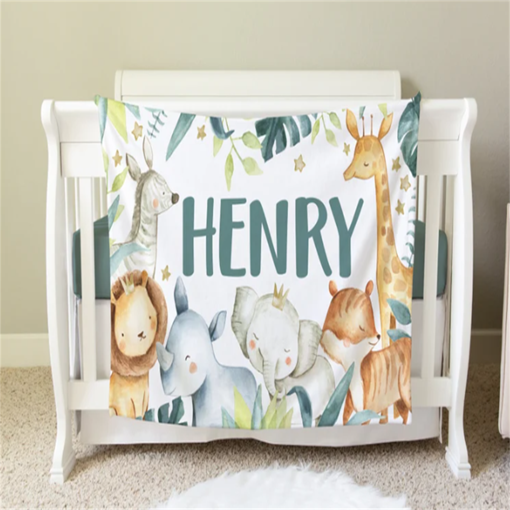 Baby Nursery In Hospital - Safari Blanket, Personalized Baby Blanket Gift,