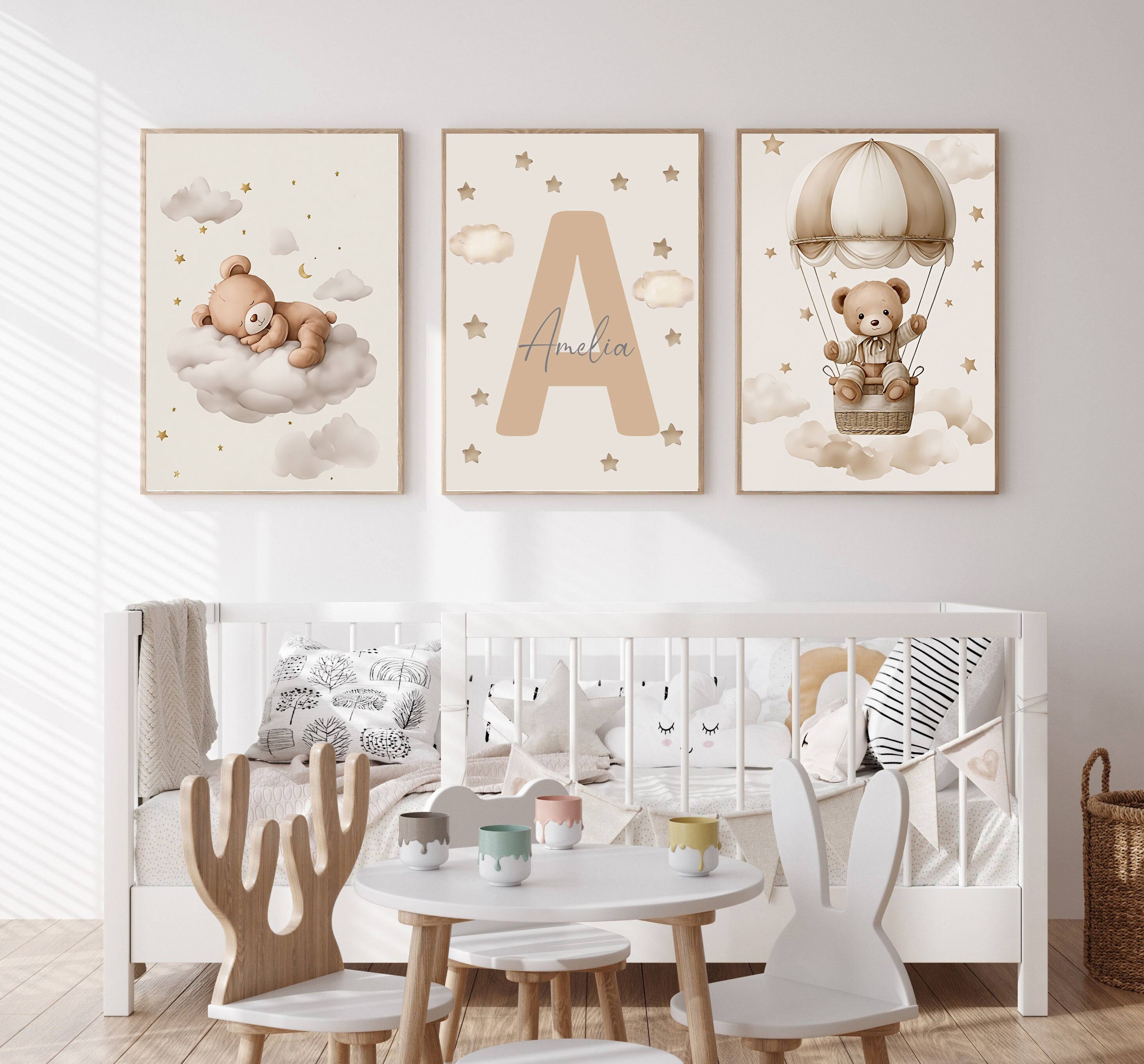 Baby Nursery Art - 3pcs/set Bohemian Teddy Bear Animal Custom