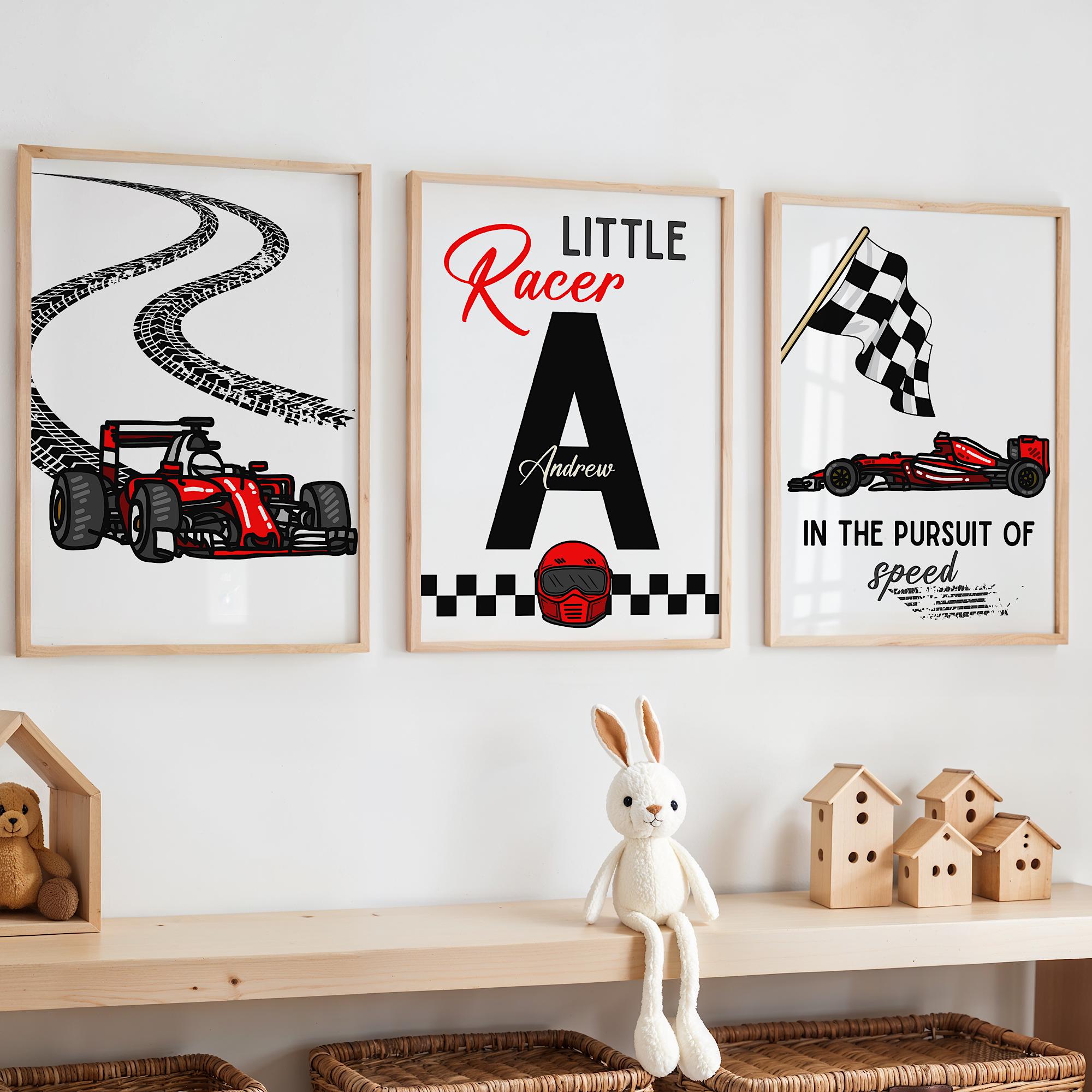 Custom Name Racing Car Nursery - Baby Nursery Art reseña y precio