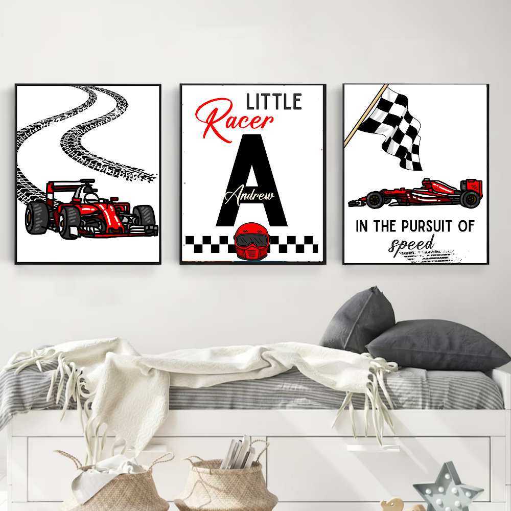 Custom Name Racing Car Nursery - Baby Nursery Art reseña y precio