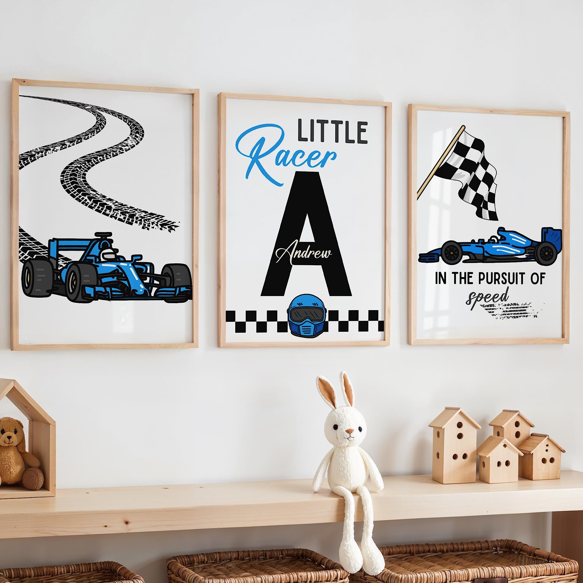 Custom Name Racing Car Nursery - Baby Nursery Art reseña y precio