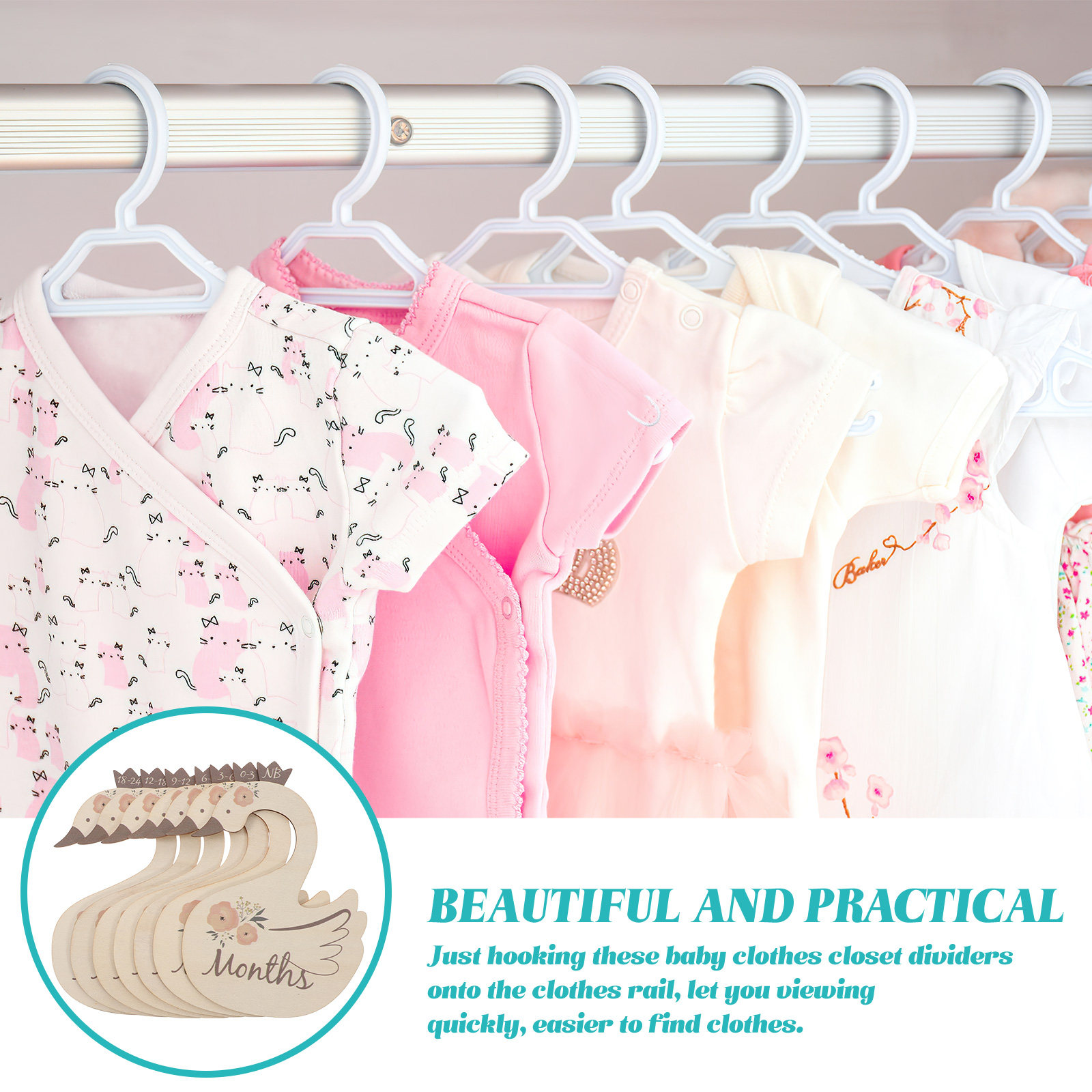 7Pcs Swan Baby Clothes Size Di - Closet Organizer Baby reseña y precio