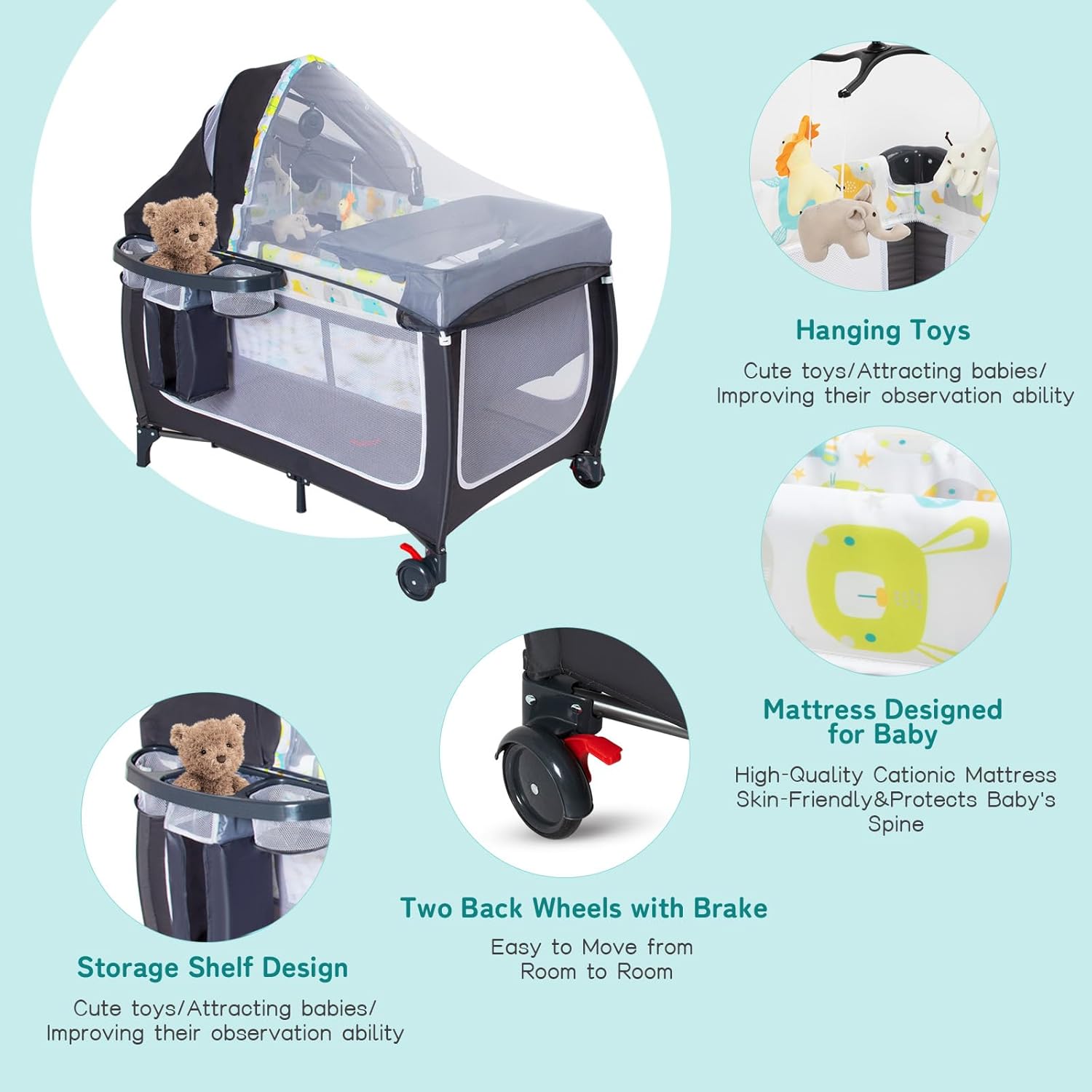4 in 1 Pack and Play,Portable  - Baby Nursery Furniture Sets reseña y precio