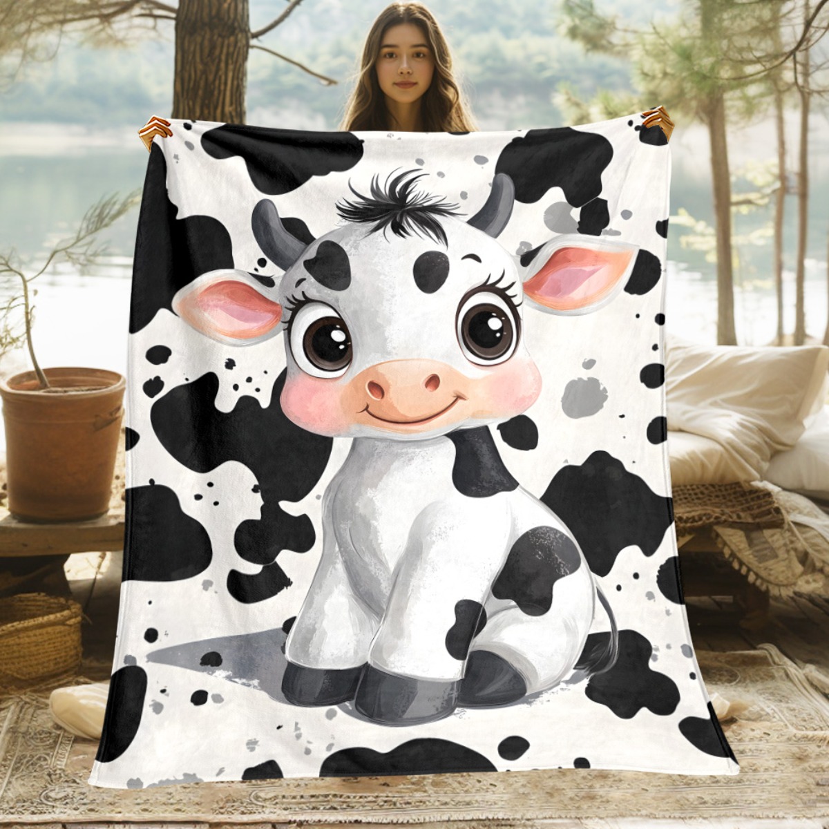 Cute Cartoon Cow Black White S - Baby Nursery Farm Theme reseña y precio