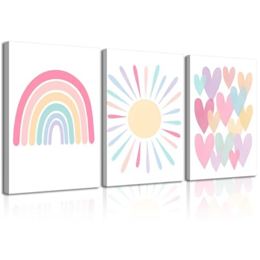 3Pcs Framed Pink Nursery Canva - Baby Nursery Frames reseña y precio