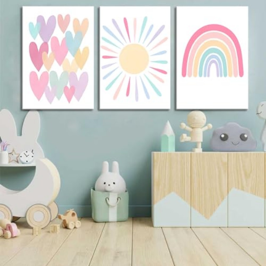 3Pcs Framed Pink Nursery Canva - Baby Nursery Frames reseña y precio