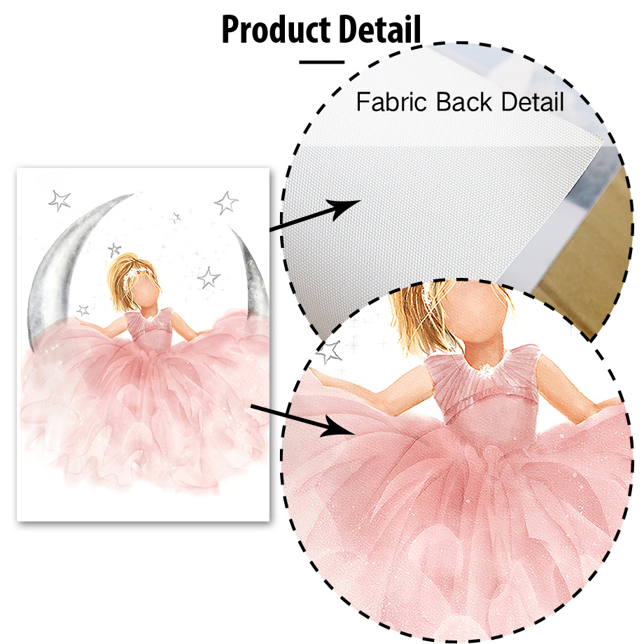 Pink Angel Girl Sun Moon Cloud - Baby Nursery Art reseña y precio