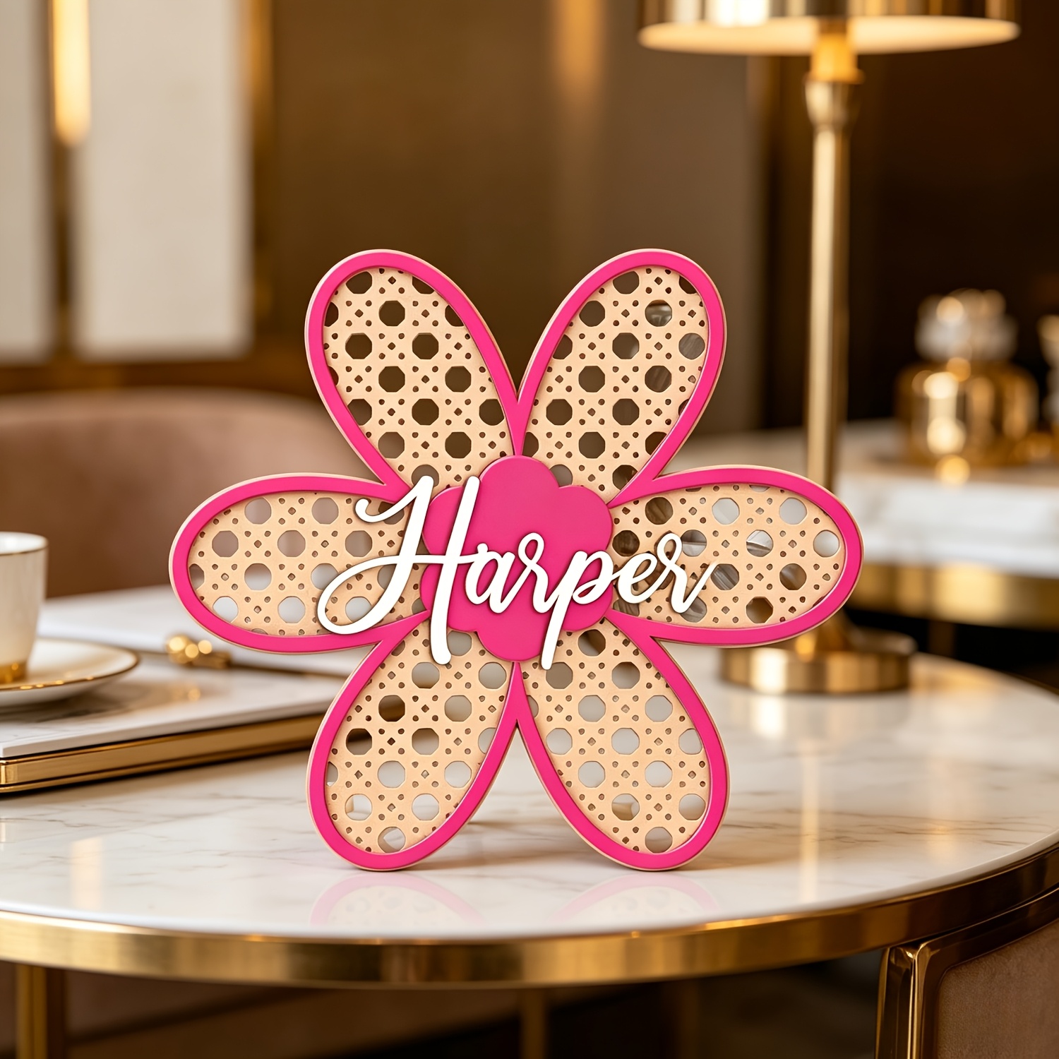Personalized Boho Rattan Flowe - Baby Nursery Name Sign reseña y precio