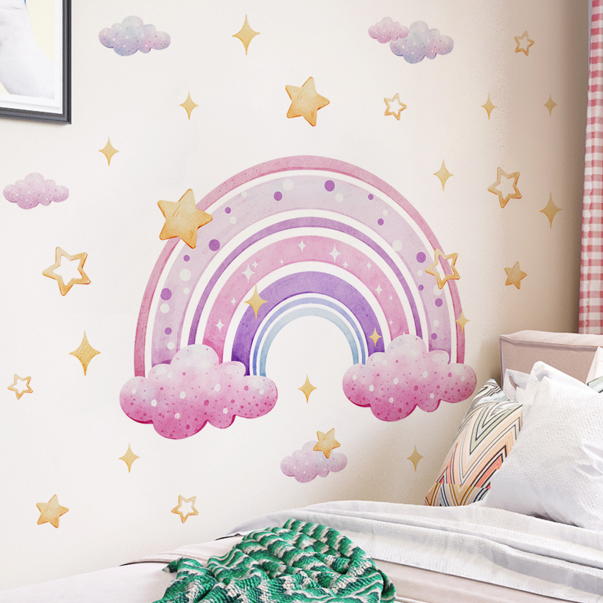 Colorful Rainbow Stars Cloud W - Baby Nursery Wall Mural reseña y precio