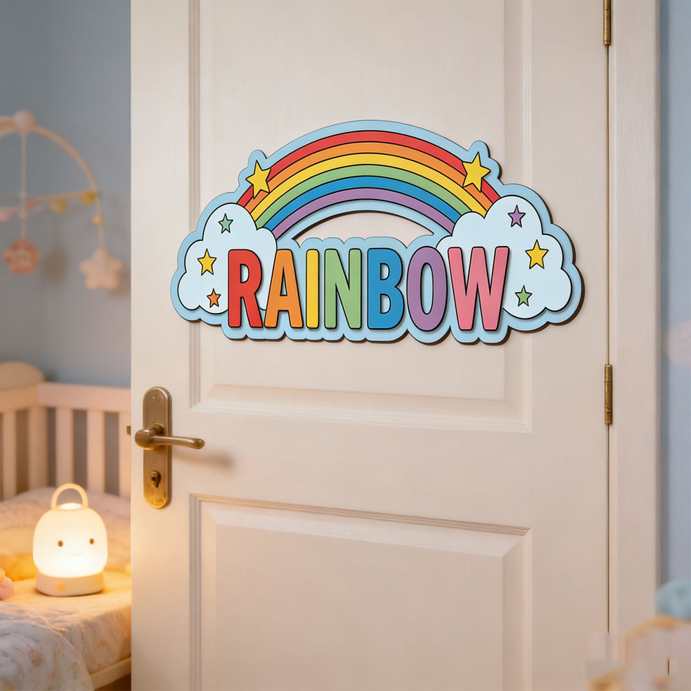 Custom Rainbow Cloud Star Name - Baby Nursery Kids reseña y precio