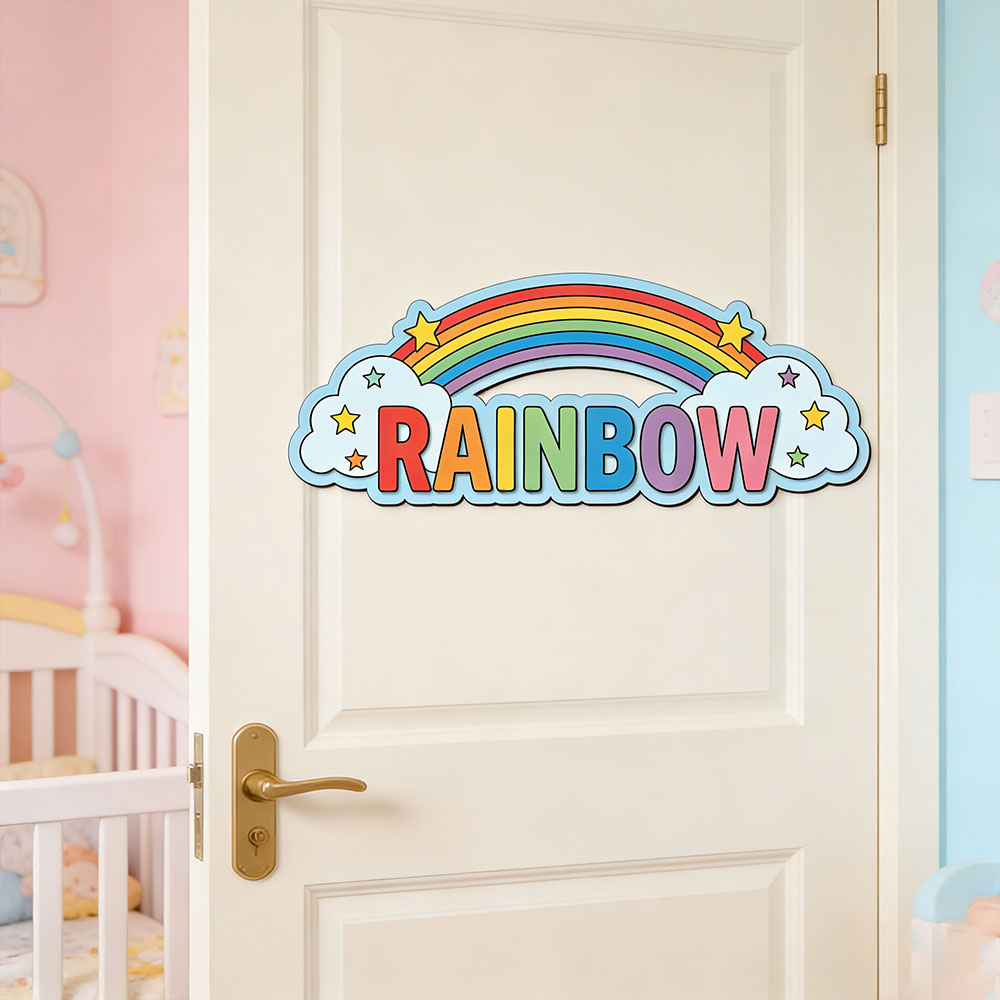 Custom Rainbow Cloud Star Name - Baby Nursery Kids reseña y precio