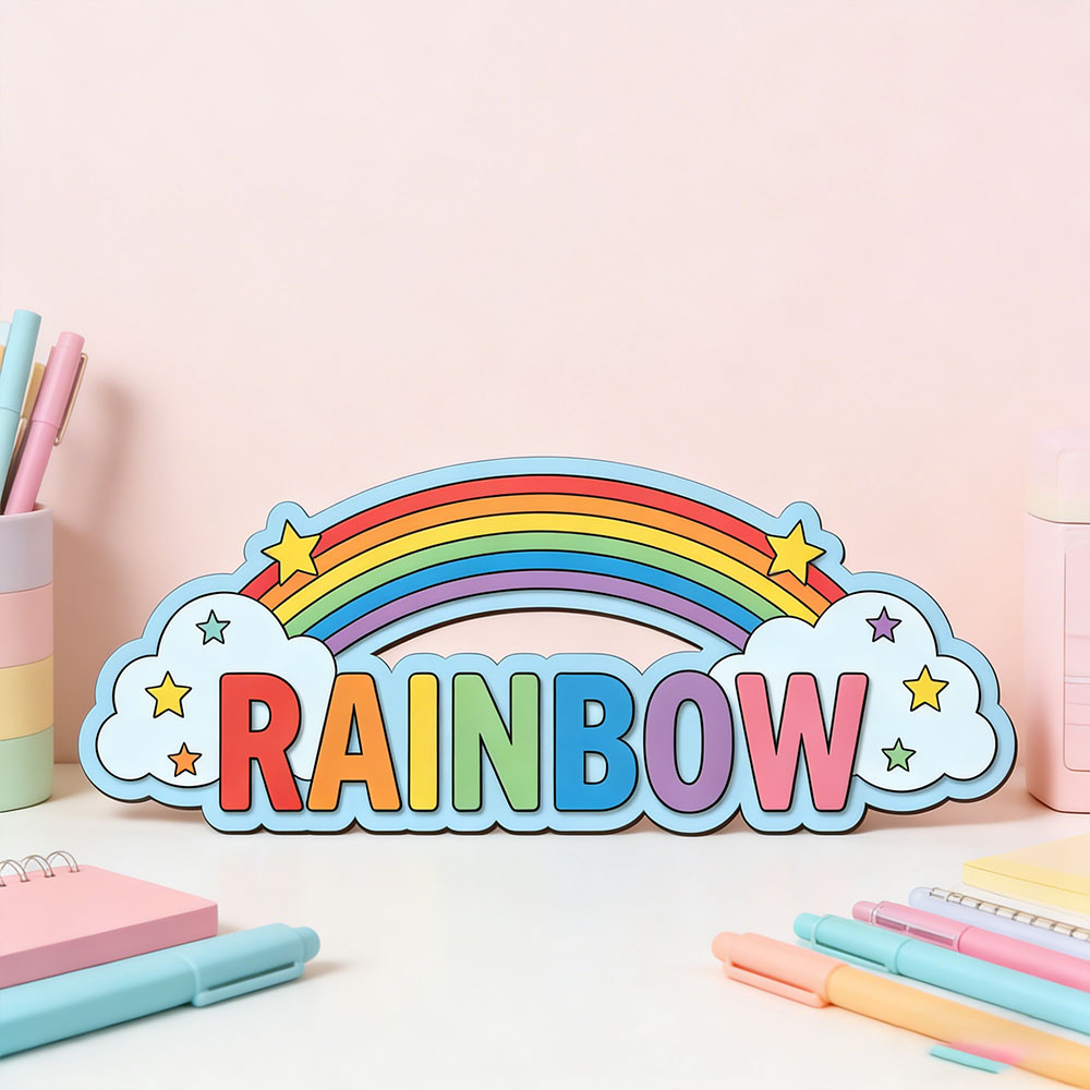 Custom Rainbow Cloud Star Name - Baby Nursery Kids reseña y precio