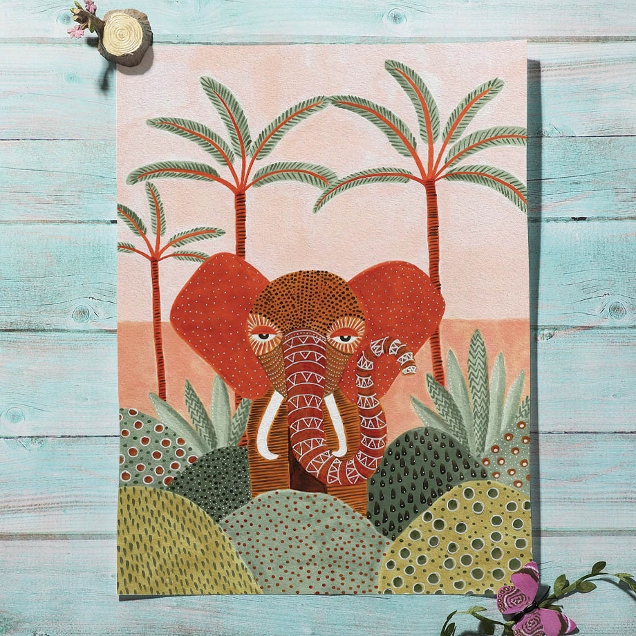 Watercolor Tropical Tree Giraf - Baby Nursery Wall Art reseña y precio