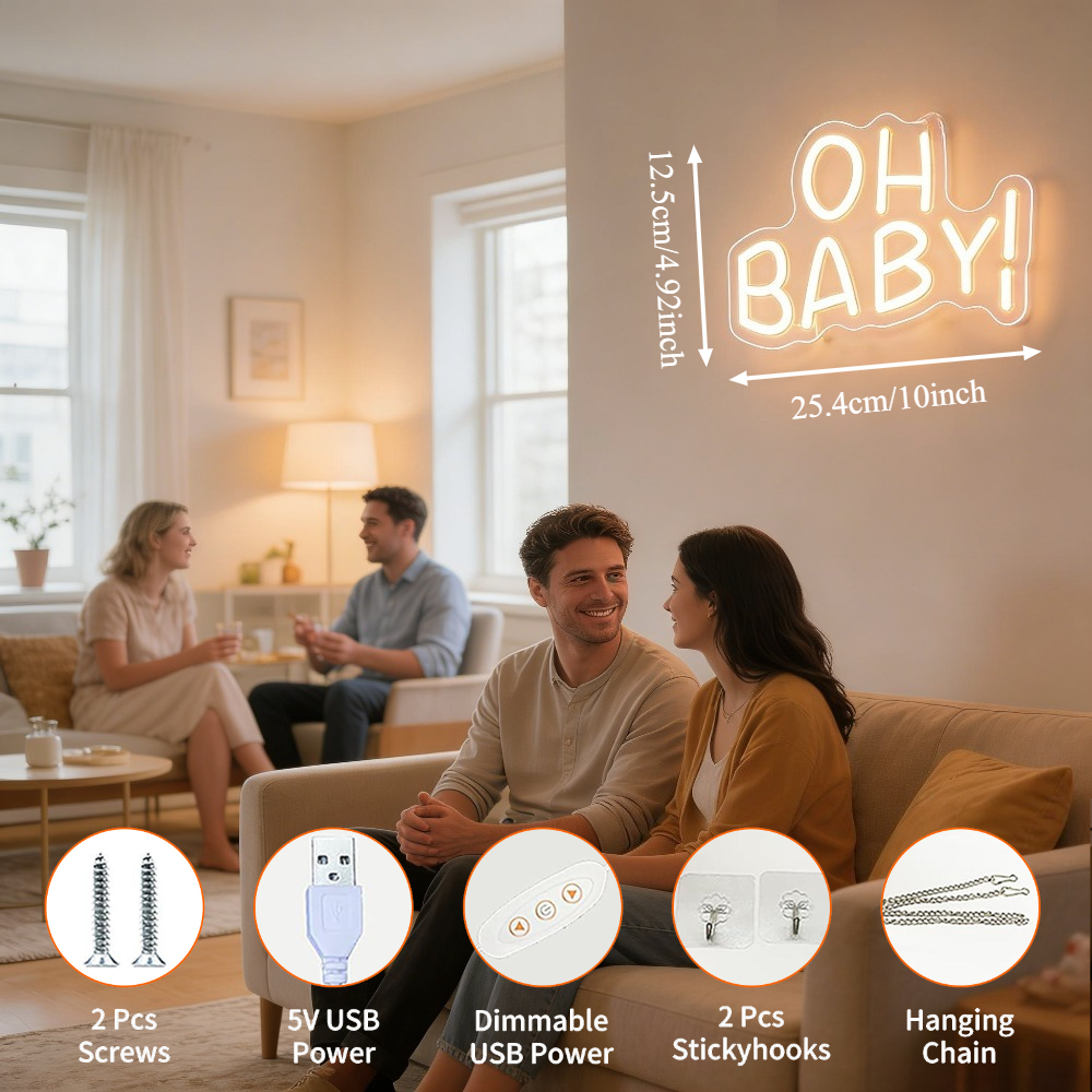 OH BABY Warm White LED Neon Si - Baby Nursery Wall Lights reseña y precio