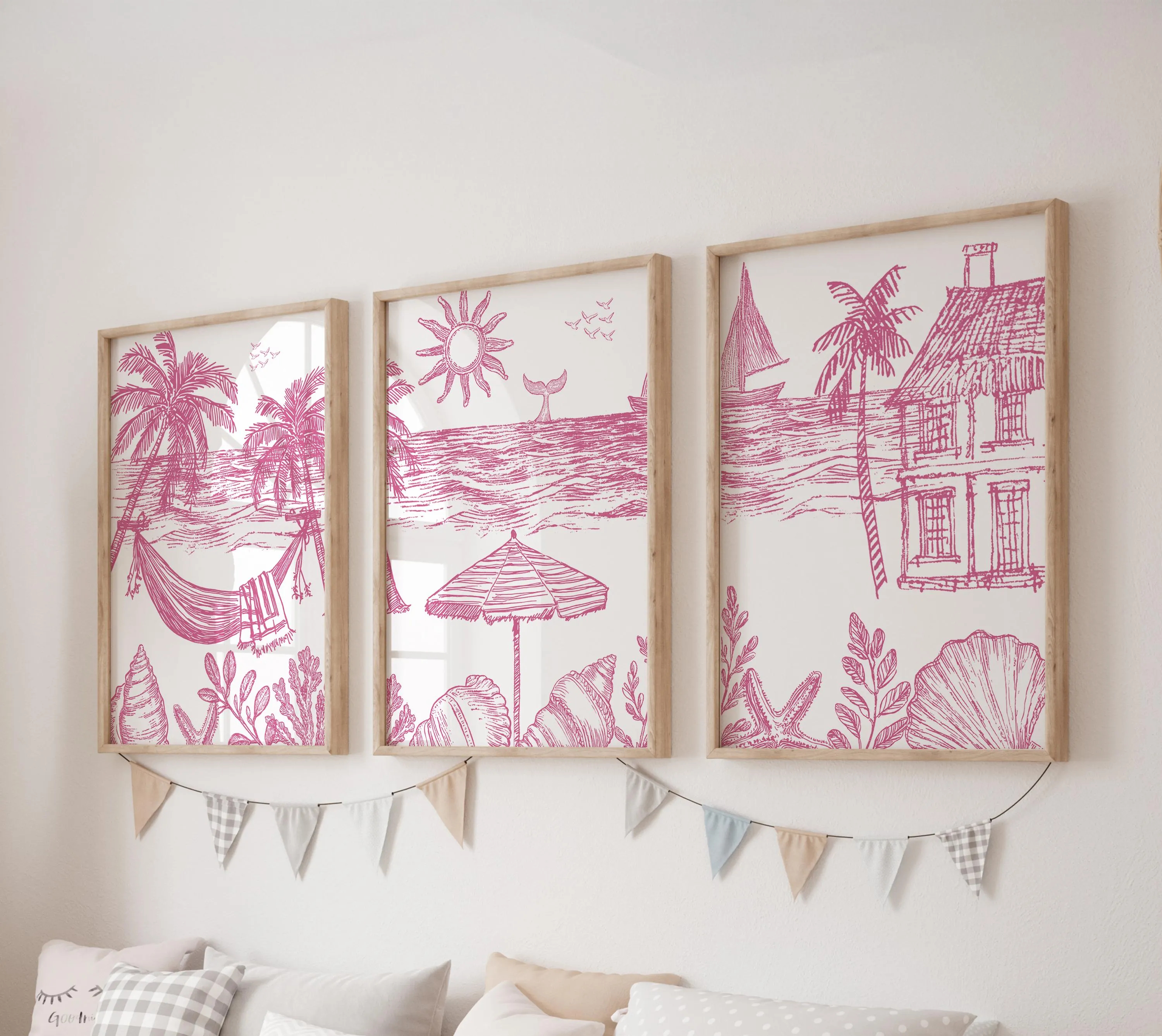 Boho Nursery Wall Art, Pink Co - Baby Nursery Wall Art reseña y precio