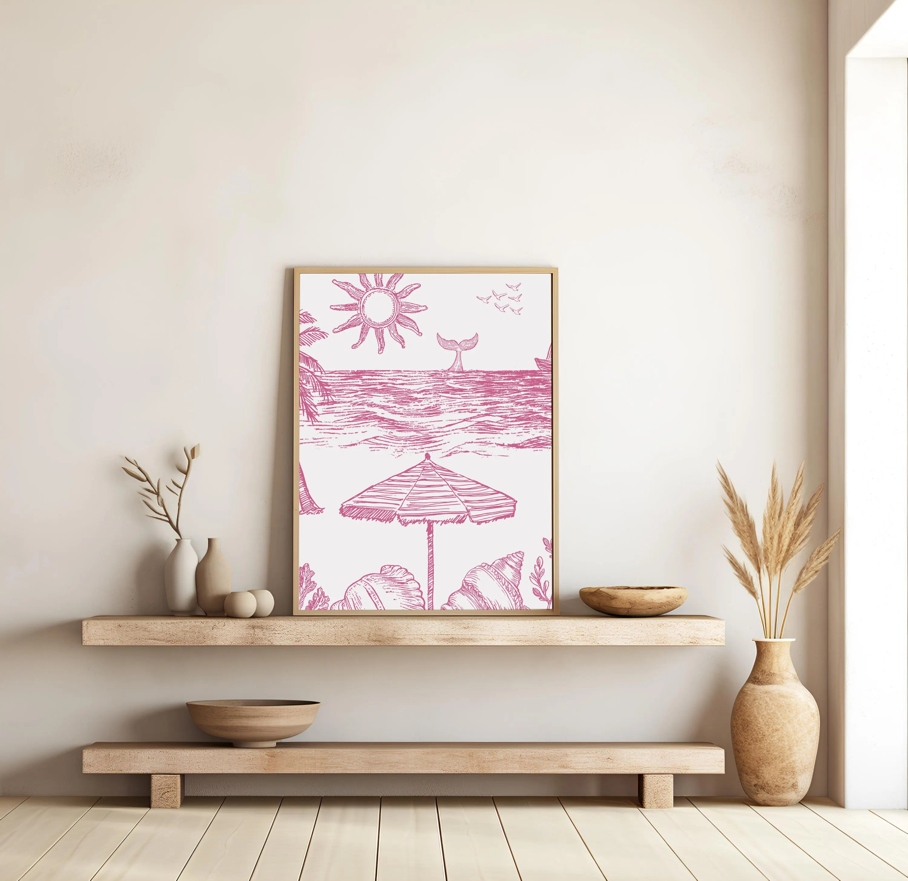 Boho Nursery Wall Art, Pink Co - Baby Nursery Wall Art reseña y precio