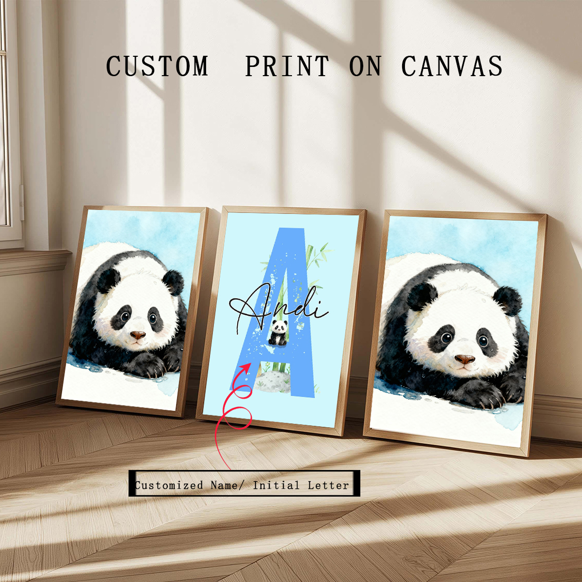 3pcs Personalized Panda Nurser - Baby Nursery Art reseña y precio