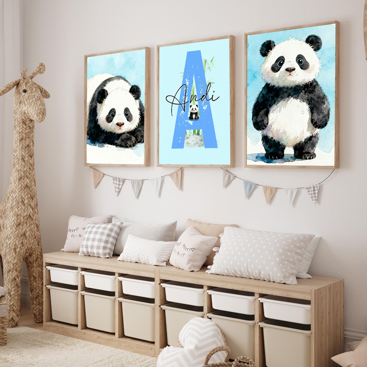 3pcs Personalized Panda Nurser - Baby Nursery Art reseña y precio