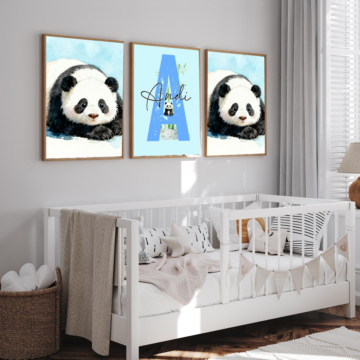 3pcs Personalized Panda Nurser - Baby Nursery Art reseña y precio