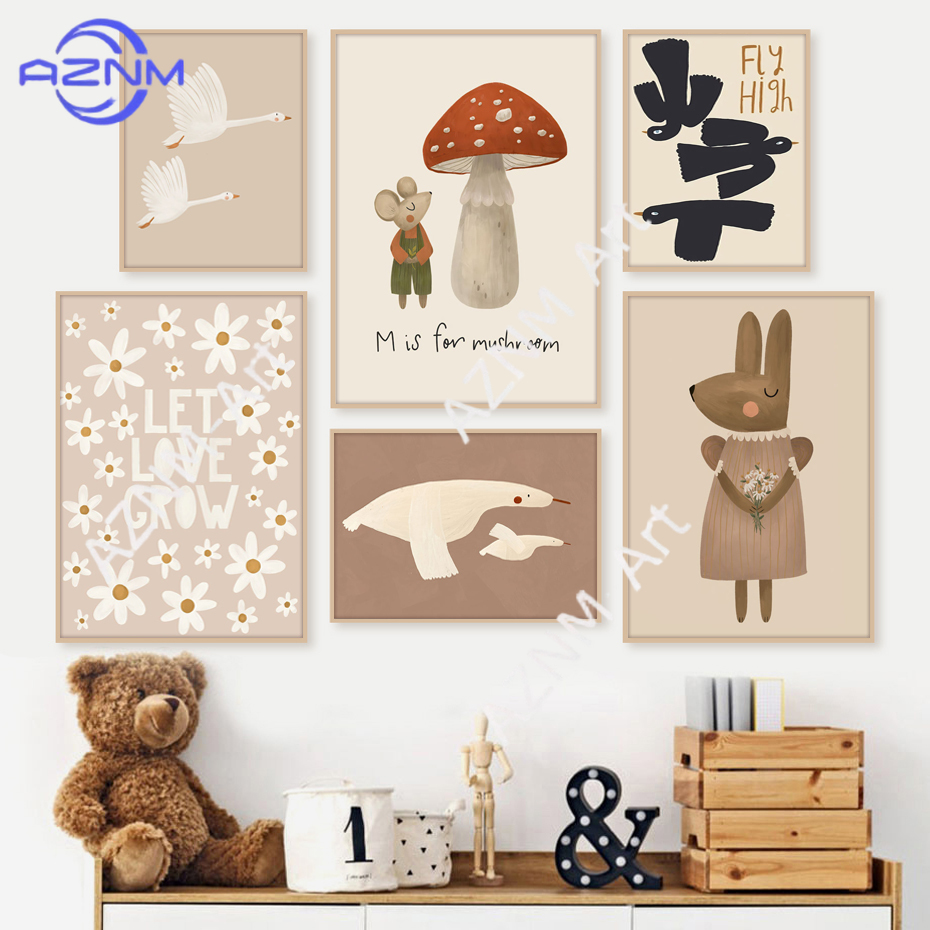 Boho Cartoon Rabbit Mouse Goos - Baby Nursery Kids reseña y precio