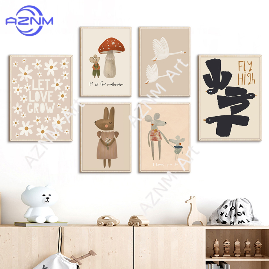 Boho Cartoon Rabbit Mouse Goos - Baby Nursery Kids reseña y precio