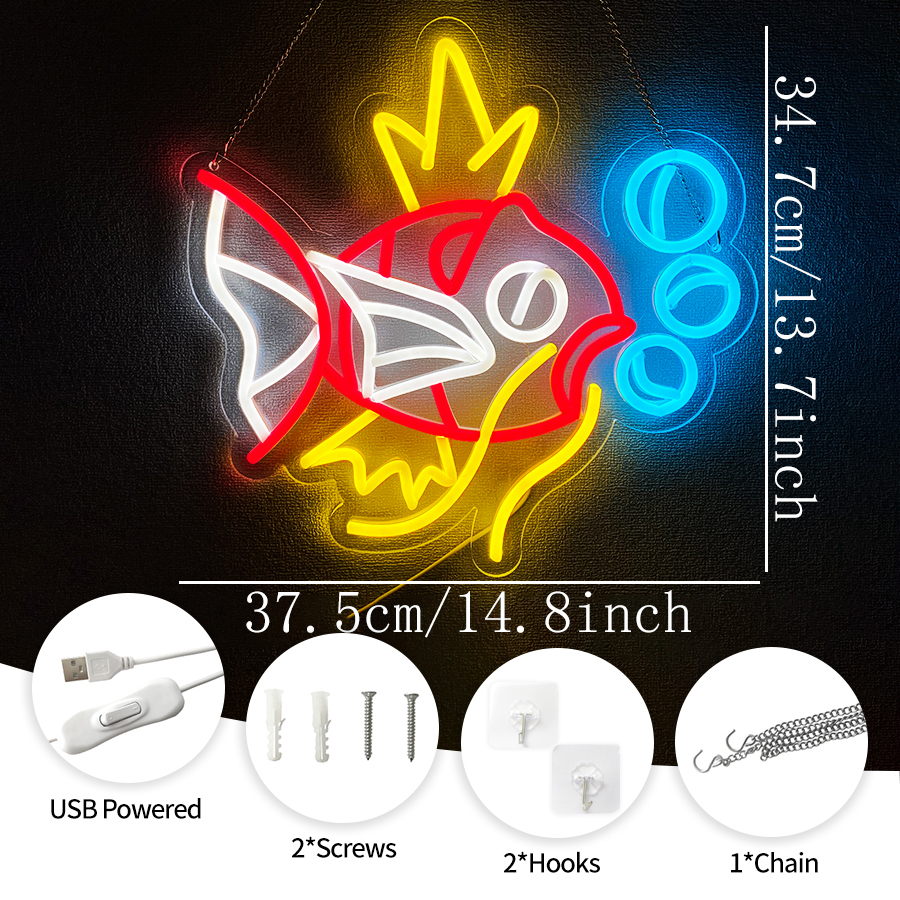 Fish Neon Sign LED Light Up Si - Baby Nursery Wall Lights reseña y precio