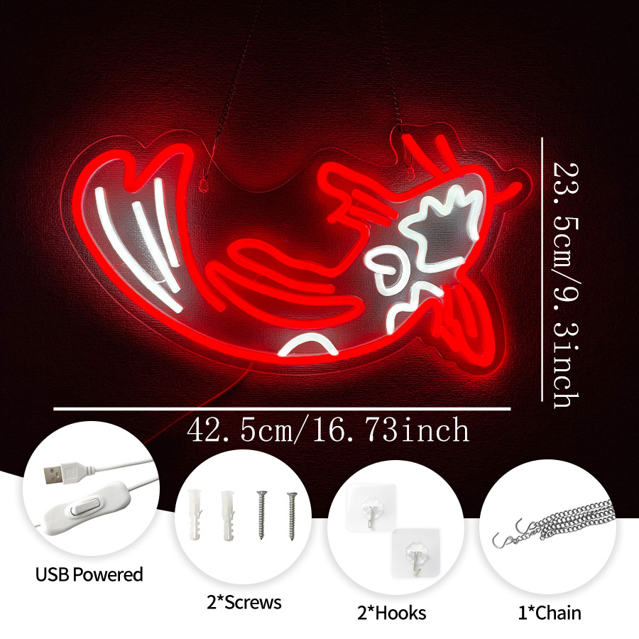 Fish Neon Sign LED Light Up Si - Baby Nursery Wall Lights reseña y precio