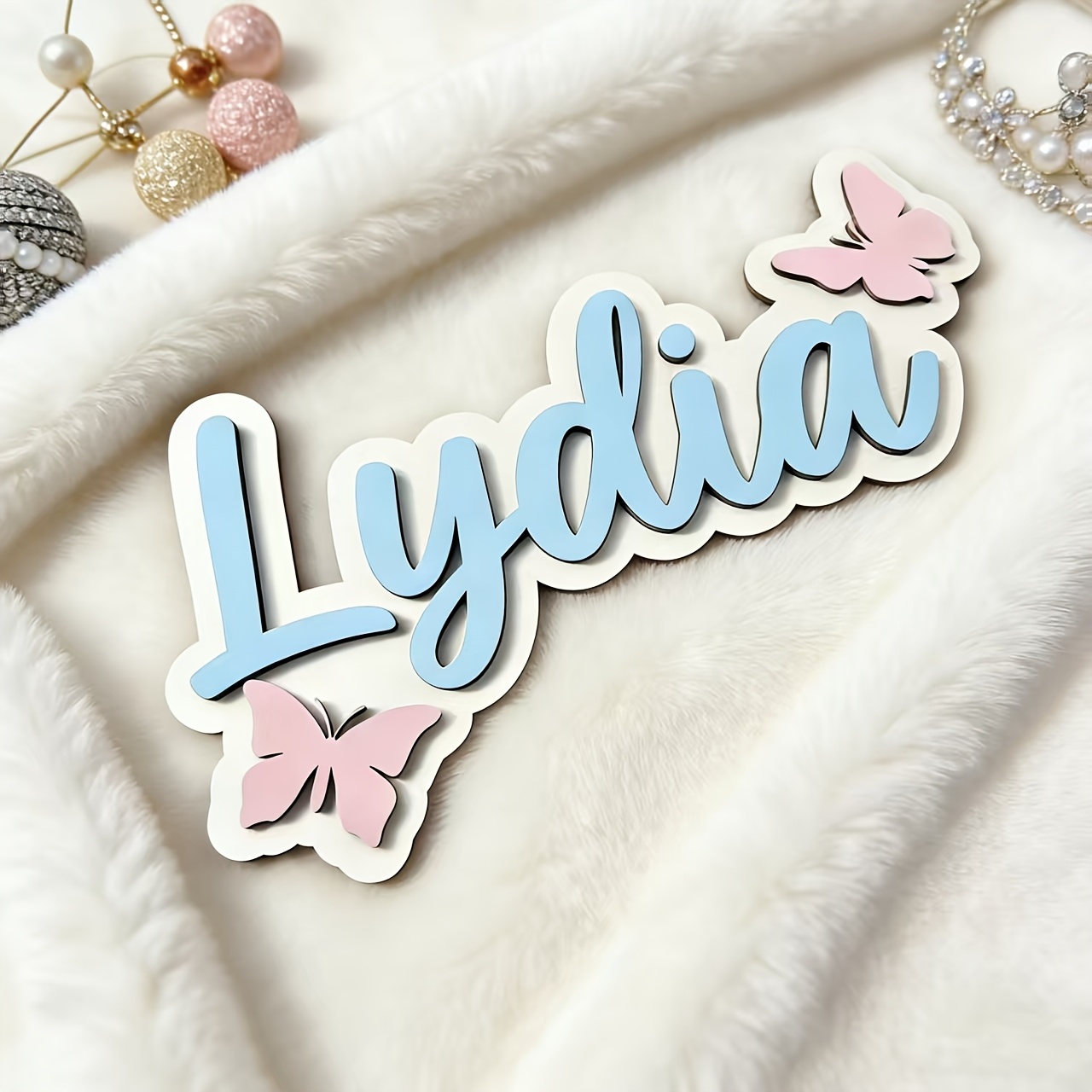 Personalized Blue & Pink Butte - Baby Nursery Name Sign reseña y precio