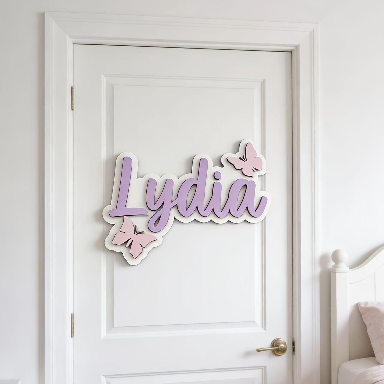 Personalized Blue & Pink Butte - Baby Nursery Name Sign reseña y precio