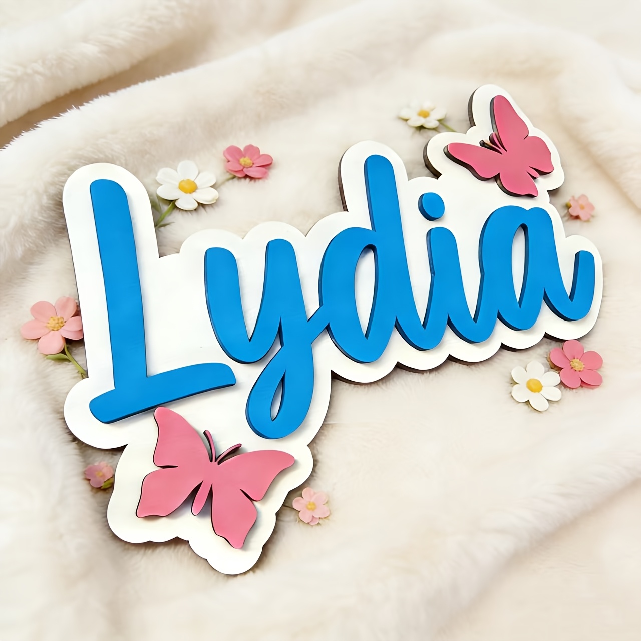 Personalized Blue & Pink Butte - Baby Nursery Name Sign reseña y precio