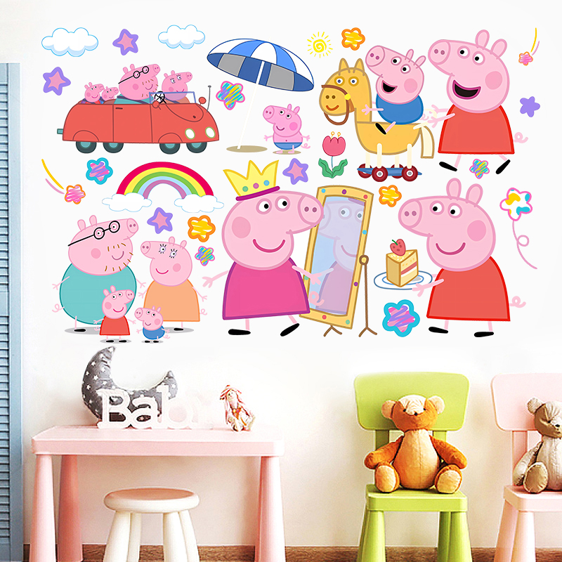 Cartoon Peppa Pig Wall Sticker - Baby Nursery Wall Mural reseña y precio
