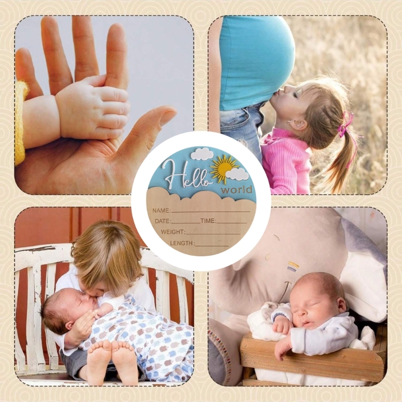 J15U Wooden Hello Baby Announc - Baby Nursery In Hospital reseña y precio