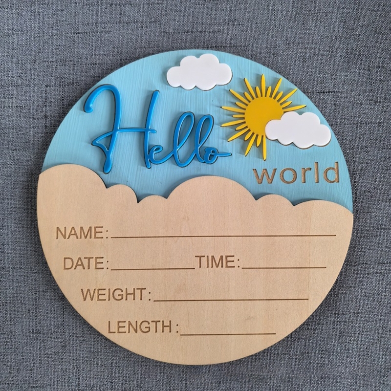 J15U Wooden Hello Baby Announc - Baby Nursery In Hospital reseña y precio