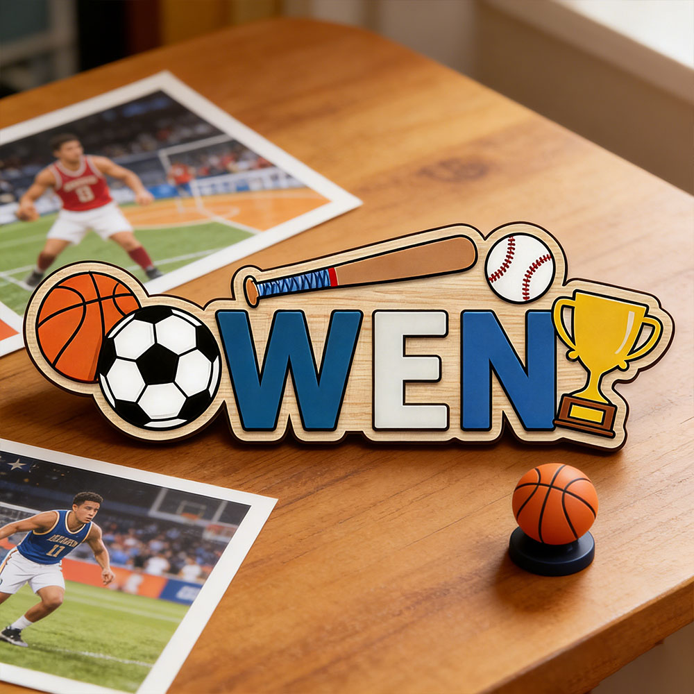 Custom Basketball Soccer Baseb - Baby Nursery Name Sign reseña y precio