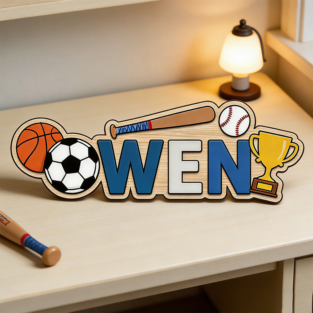 Custom Basketball Soccer Baseb - Baby Nursery Name Sign reseña y precio