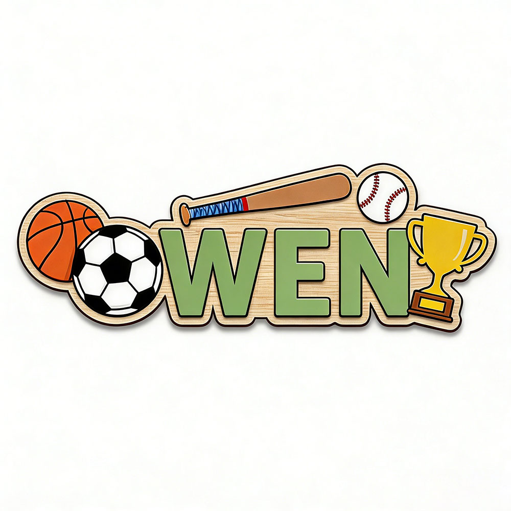 Custom Basketball Soccer Baseb - Baby Nursery Name Sign reseña y precio