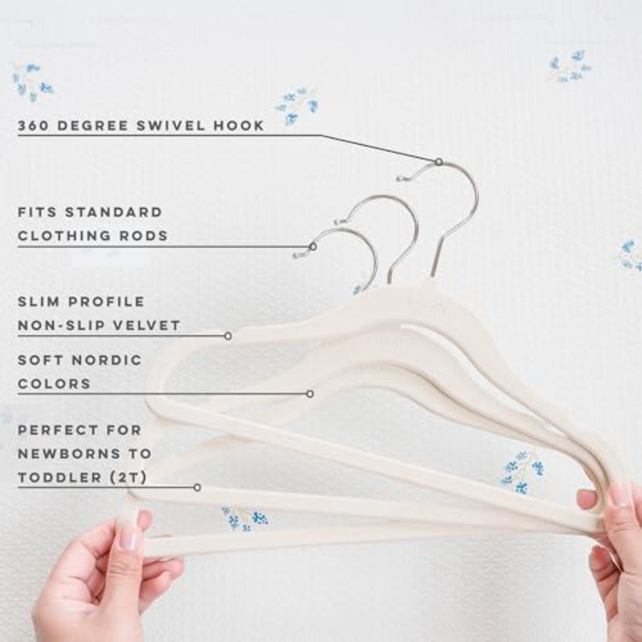 Velvet Baby Hangers NonSlip Ha - Baby Nursery Hangers reseña y precio