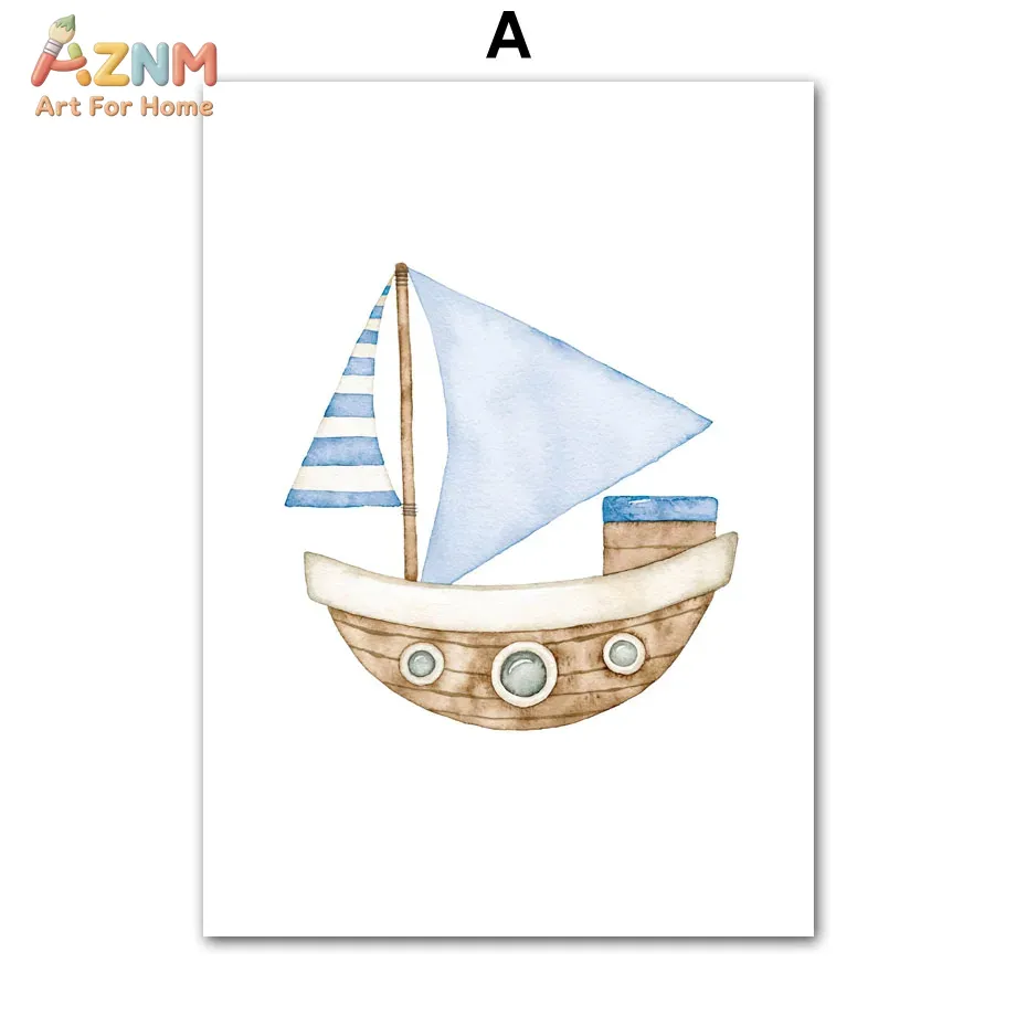 Sailboat Lighthouse Fish Nauti - Baby Nursery Kids reseña y precio