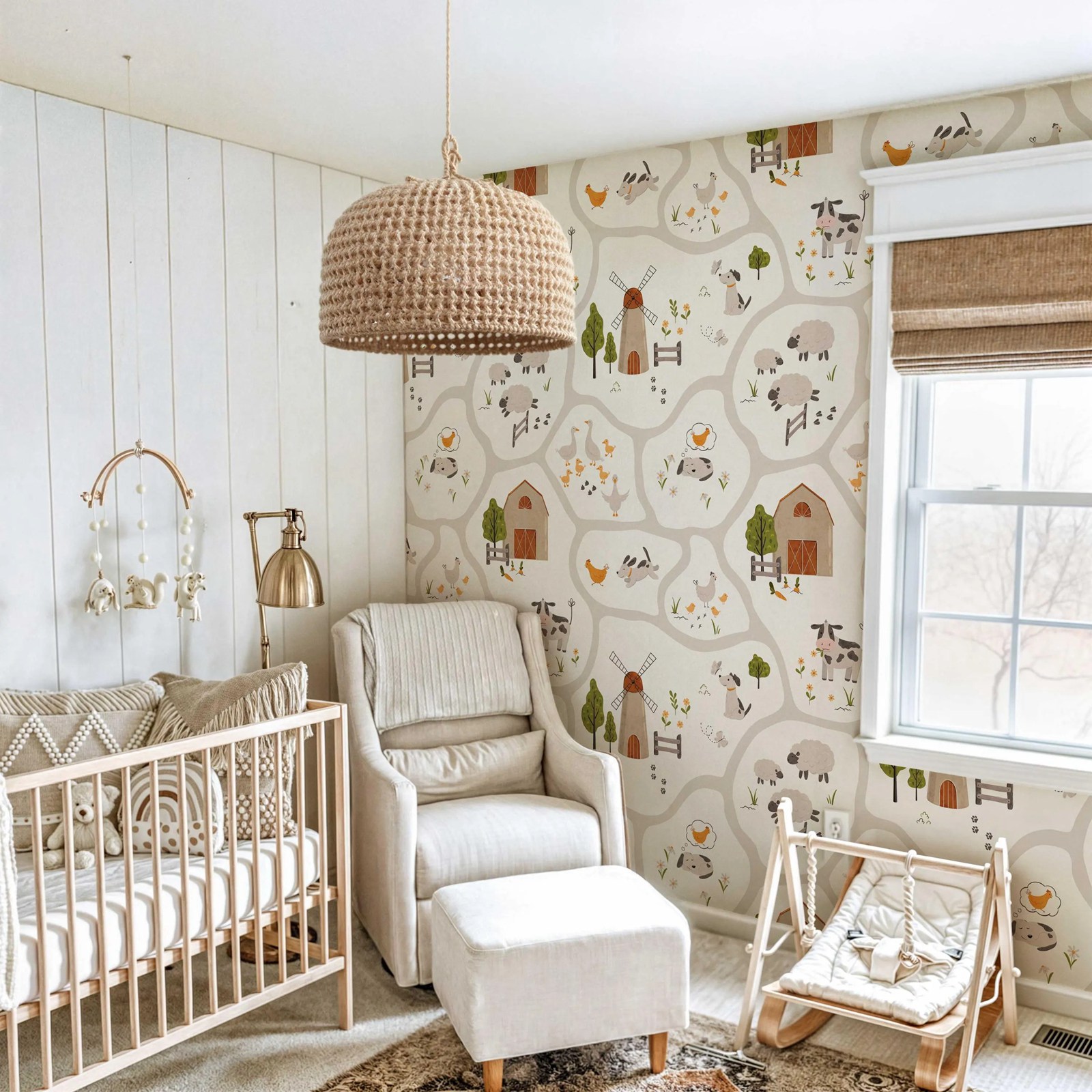 Cute Farm Animals Kids Wallpap - Baby Nursery Water reseña y precio