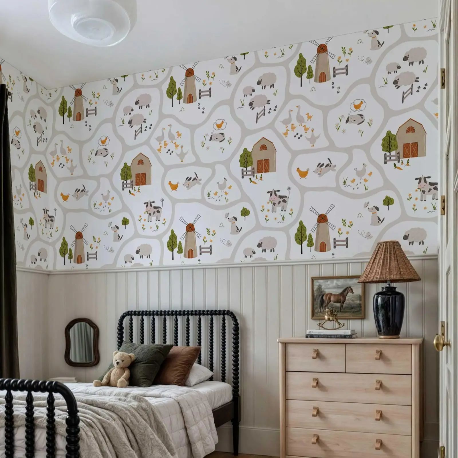 Cute Farm Animals Kids Wallpap - Baby Nursery Water reseña y precio